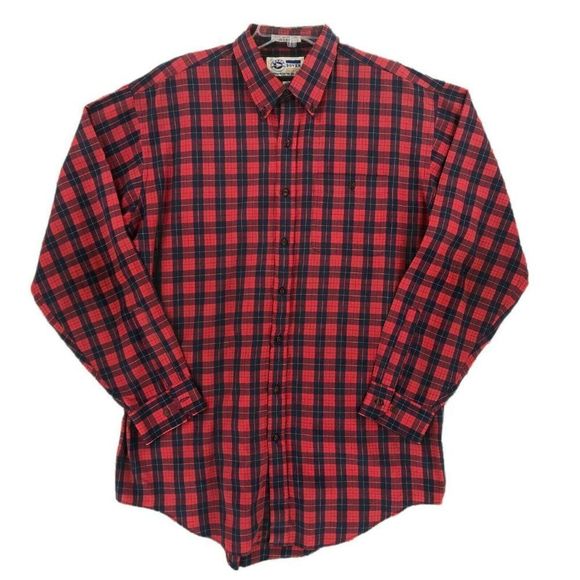 Arrow Dover Mens Button Down Shirt Extra Large Tall Red Plaid Long Sleeve Adult - Picture 1 of 11